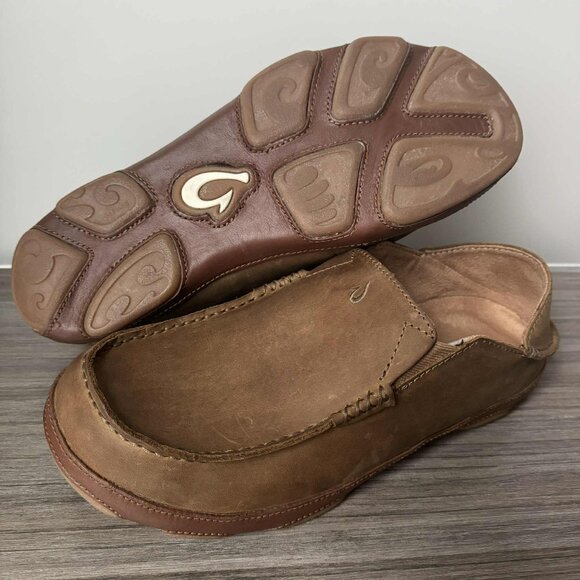 OluKai Moloa Men’s Nubuck Slip-on Loafers Shoes $140 Ray / Toffee - Picture 2 of 16